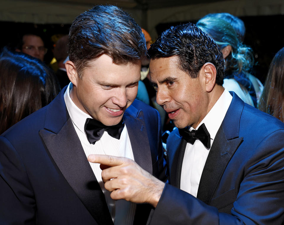 Colin Jost and NBCU News Group chairman Cesar Conde at the network’s after party.