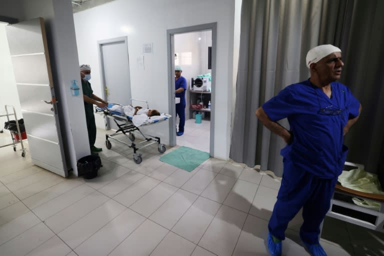 Wounded Palestinians receive care at an MSF clinic in Gaza's southern city of Rafah in April (MOHAMMED ABED)