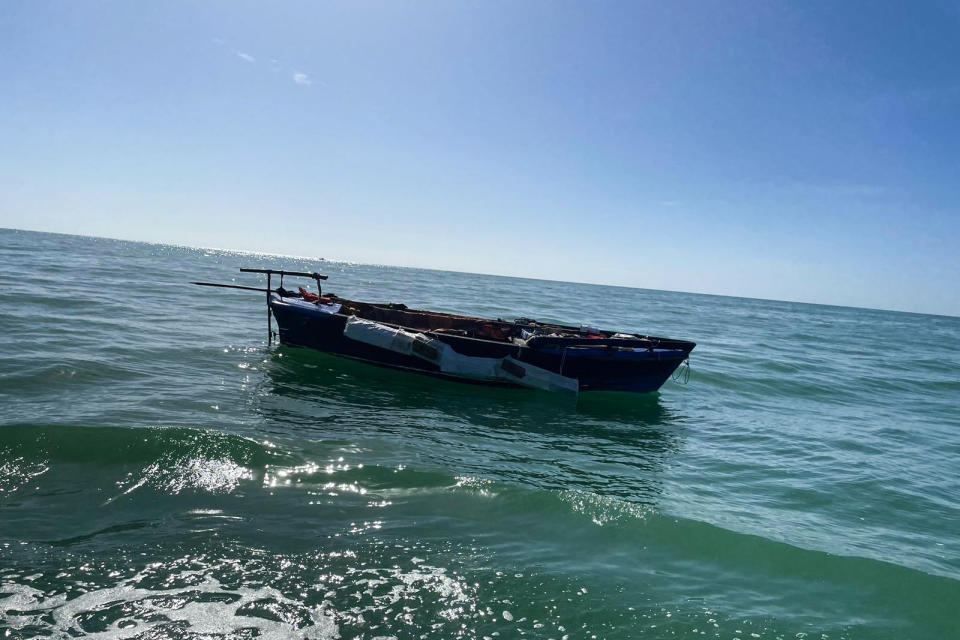 A boat used by migrants off the coast of Florida on Jan. 1, 2023. (U.S. Border Patrol)