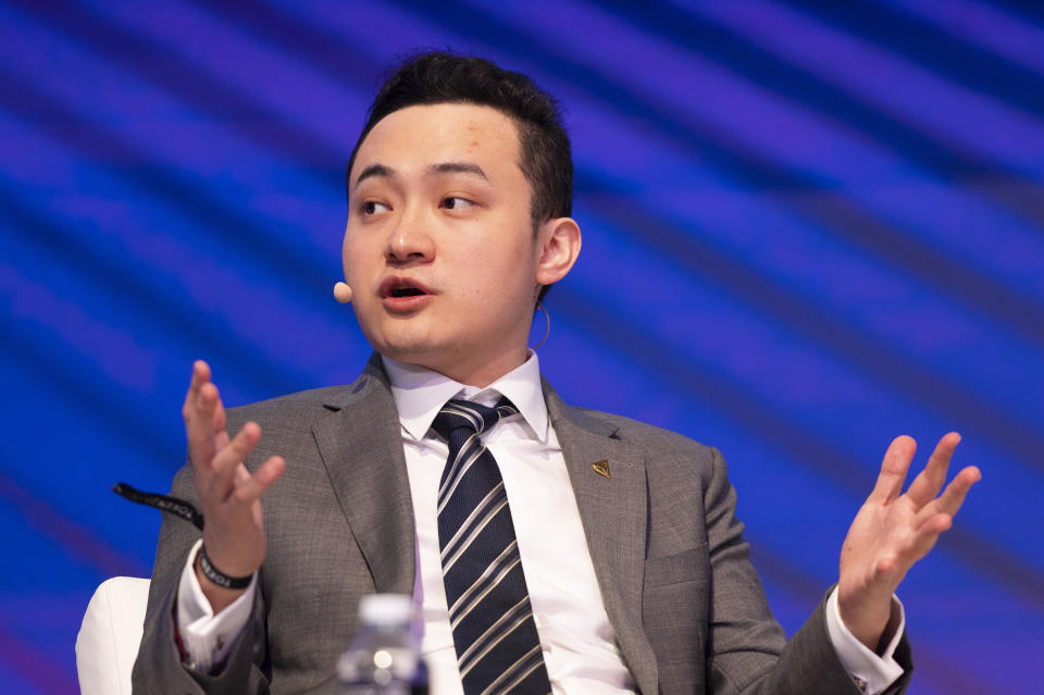 Justin Sun speaks during the TOKEN2049 cryptocurrency event in Singapore, on Sept. 28, 2022.  / Credit: Edwin Koo/Bloomberg via Getty Images