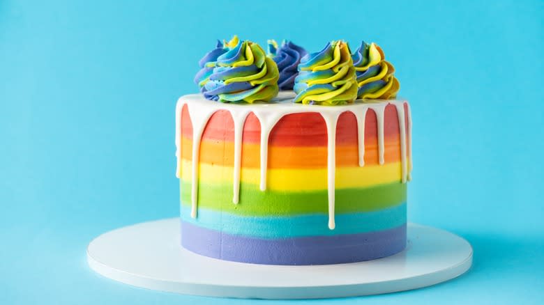 Cake with rainbow icing