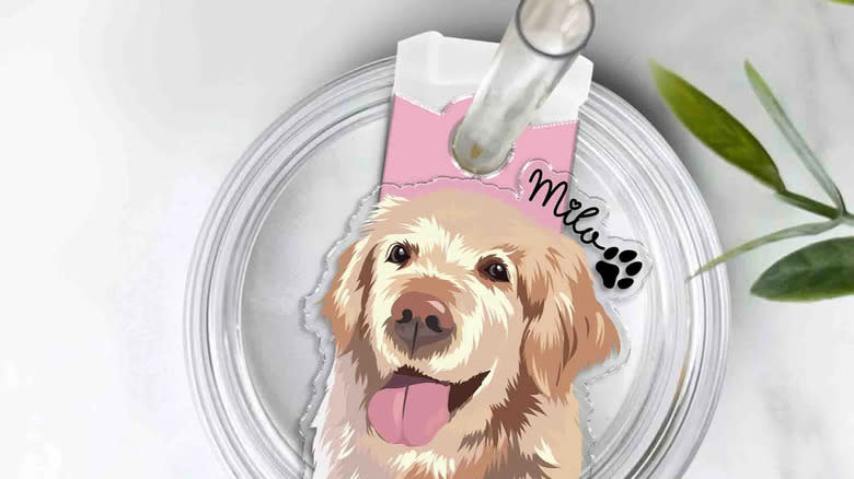 Personalized pet tags on bottle