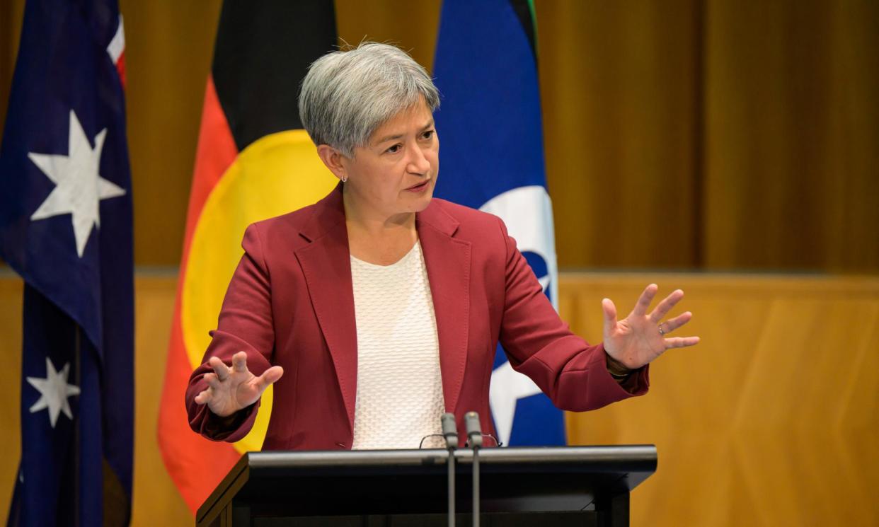 <span>Foreign minister Penny Wong, announced on Saturday 27 January that the $6m in top-up funding to Unrwa would be paused ‘temporarily’ after claims about the Hamas-led attack on 7 October.</span><span>Photograph: George Chan/SOPA Images/REX/Shutterstock</span>