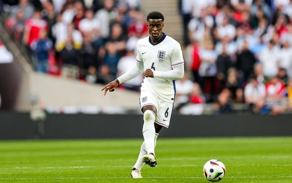 Marc Guehi in action for England against Iceland at Wembley