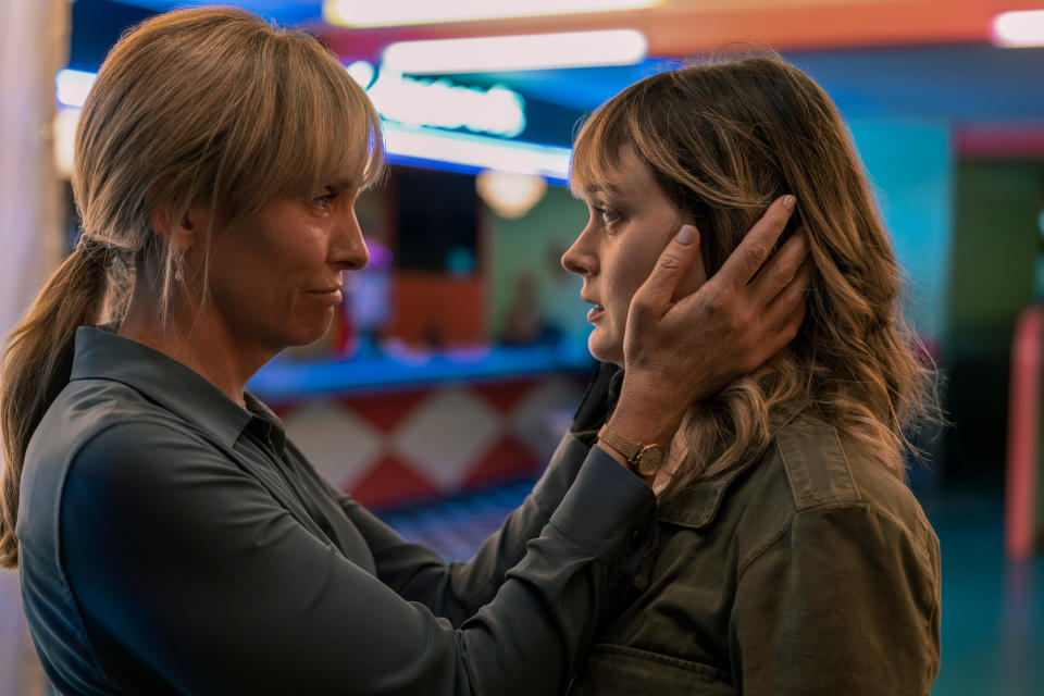 Toni Collette as Laura Oliver and Bella Heathcote as Andy Oliver in “Pieces of Her.” - Credit: MARK ROGERS/NETFLIX