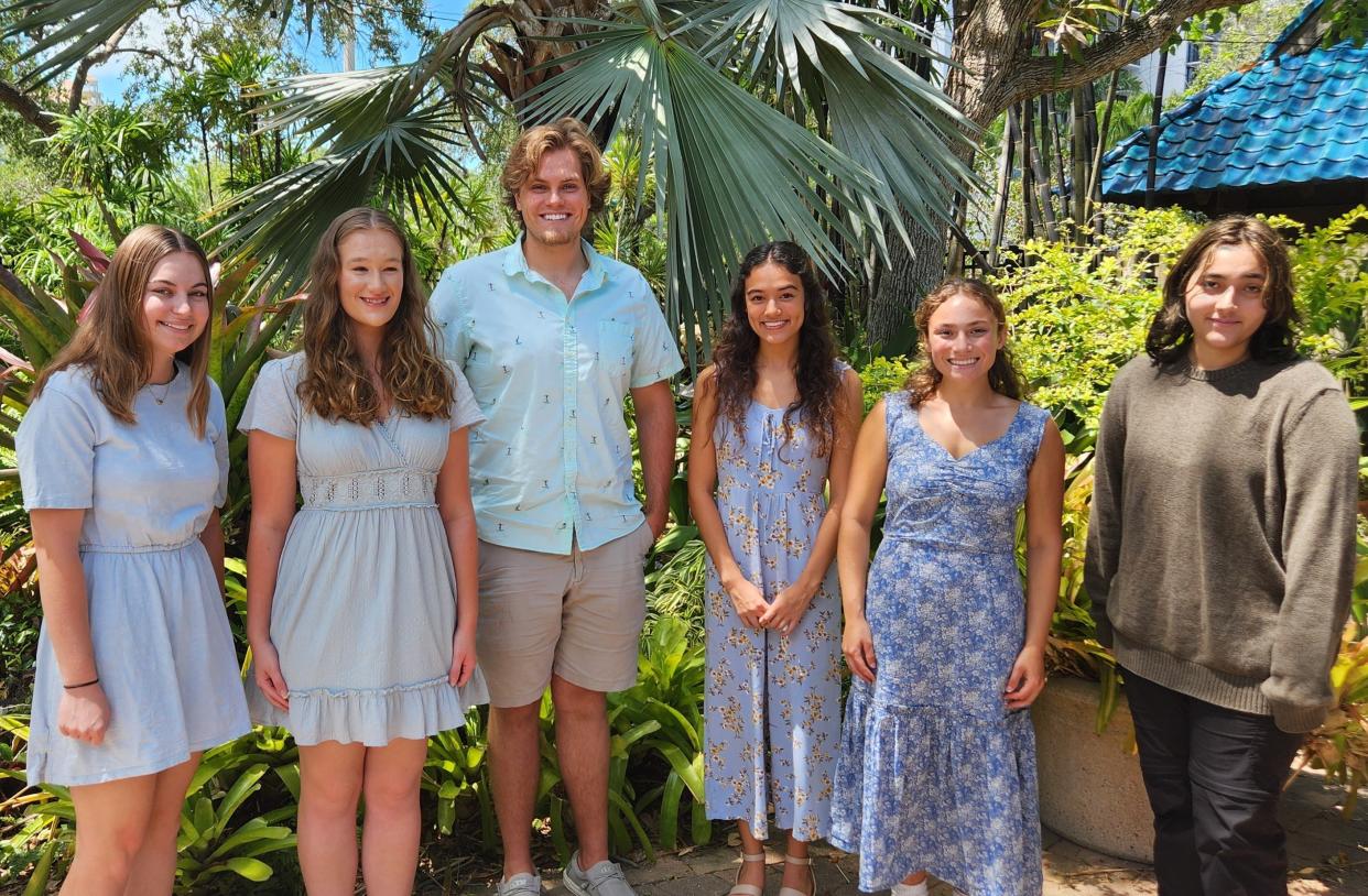 The Sarasota Garden Club recently awarded eight scholarships totaling $30,000 as part of the Judith Woodbridge Schneider Memorial Legacy Scholarship Program. The legacy awards support college and high school students who plan to pursue careers in natural science fields, including ocean conservation, renewable energy, marine science, landscape architecture, zoology, and environmental engineering. From left, Maya Lander, Nicole Norwine, Carter Oleckna, Alyssa Collier, Vivianna Collier and Sophia Famiglio. Not in photo: Ambrynn Julius and Sophia Pearce.