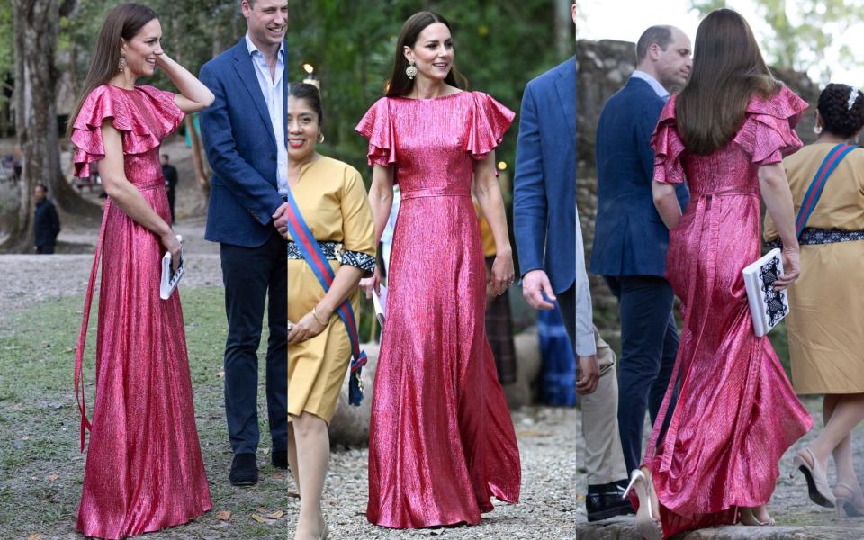 Kate Middleton pink dress Duchess of Cambridge tour - Getty