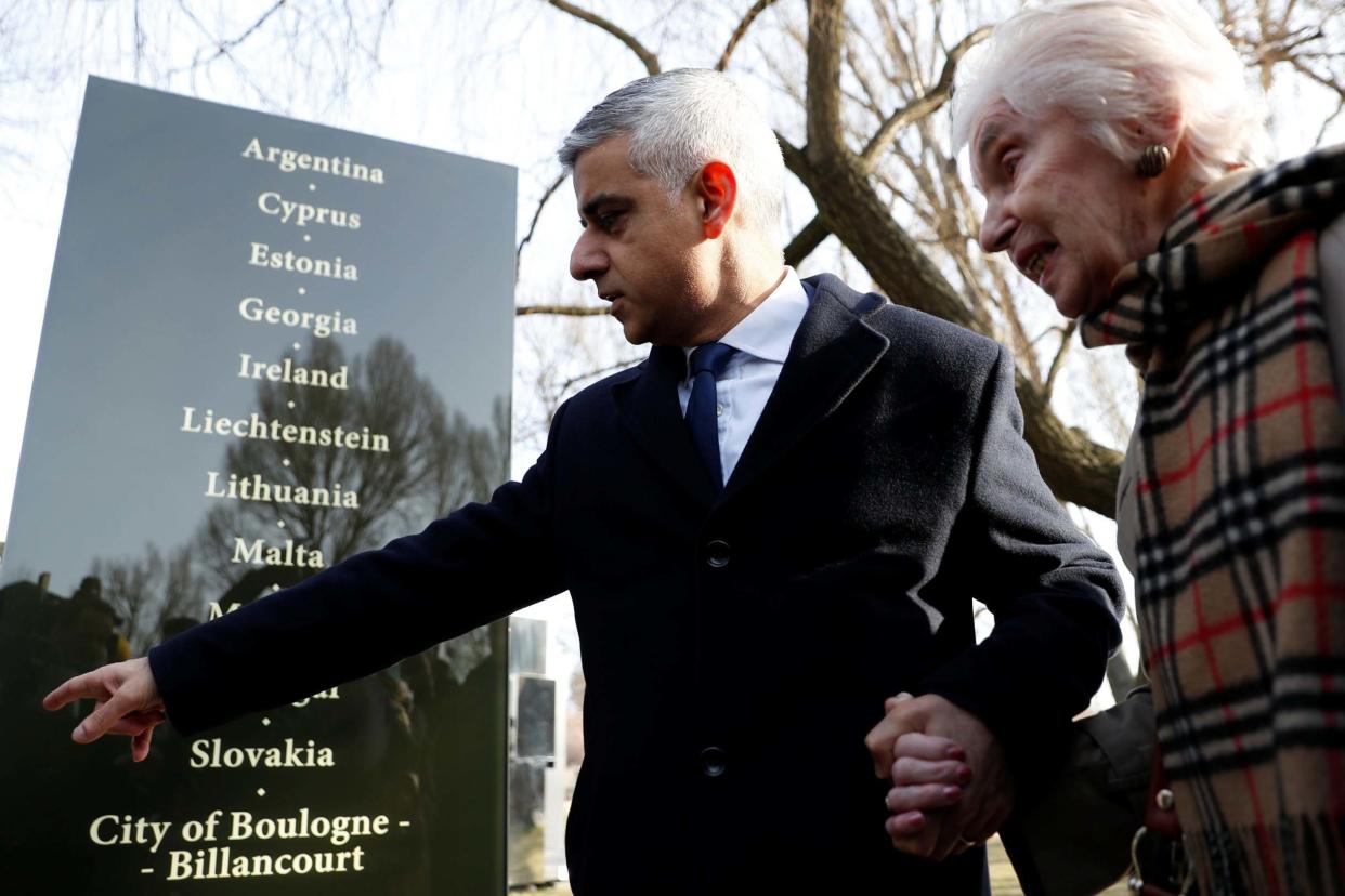 Mayor of London Sadiq Khan and Holocaust survivor Renee Salt: REUTERS