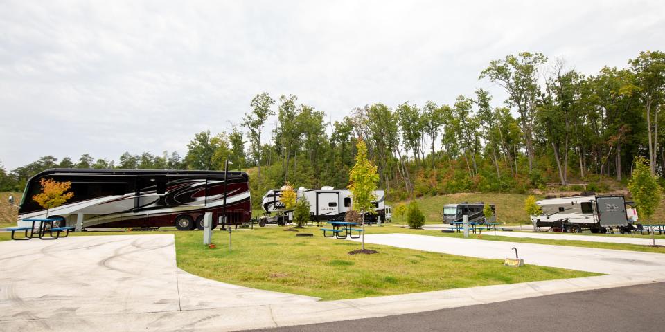 RVs parked at Camp Margaritaville Pigeon Forge