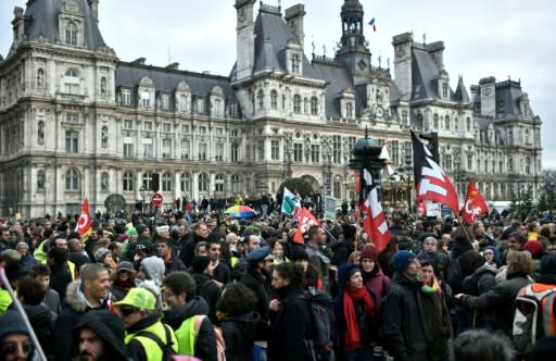 Demonstrators turned out across France Saturday to show their support for the strikes against pensions reform