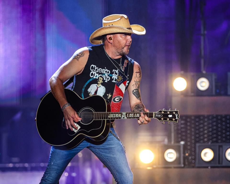 Jason Aldean performs to a near capacity crowd to close out the 2023 Iowa State Fair on Aug. 20, 2023, in Des Moines.