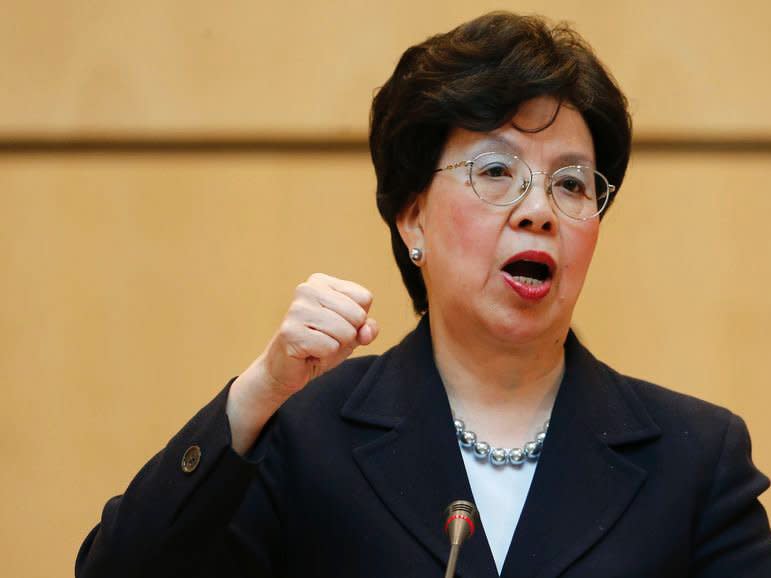 World Health Organisation Director-General Margaret Chan gestures during her address to the 68th World Health Assembly at the United Nations European headquarters in Geneva, Switzerland, May 18, 2015. REUTERS/Denis Balibouse