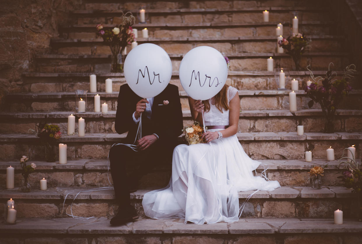 Picture of a bride and groom at their wedding. (Getty Images)