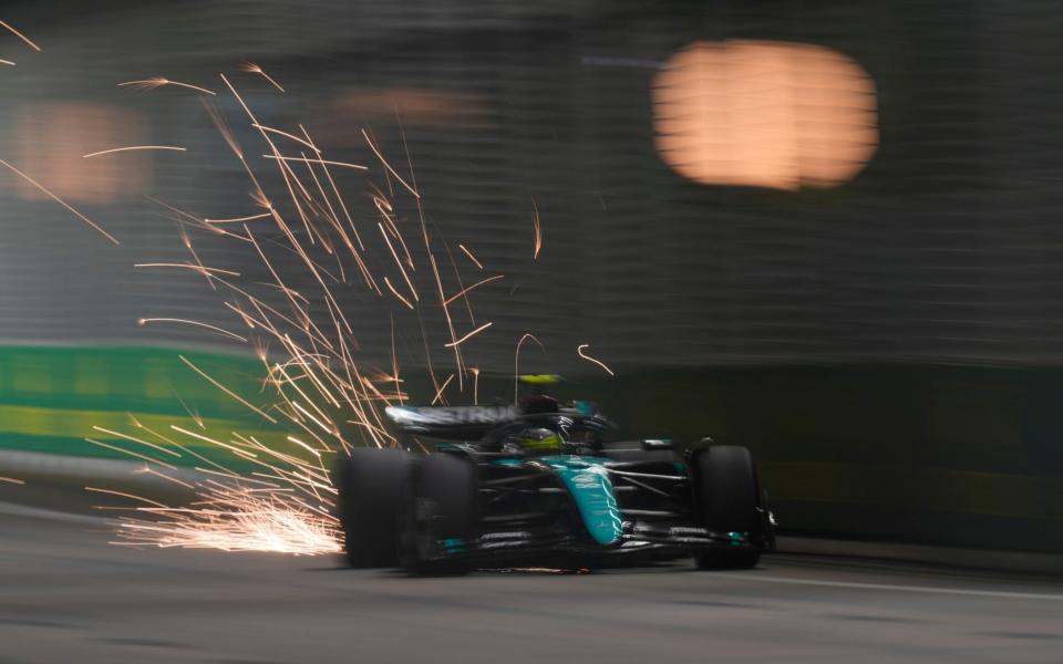 Lewis Hamilton in action during qualifying