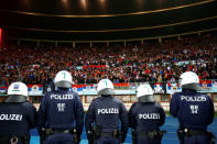 Soccer Football - 2018 World Cup Qualifications - Europe - Austria vs Serbia - Ernst Happel Stadion, Vienna, Austria - October 6, 2017 Fans are watched by police during the game REUTERS/Leonhard Foeger