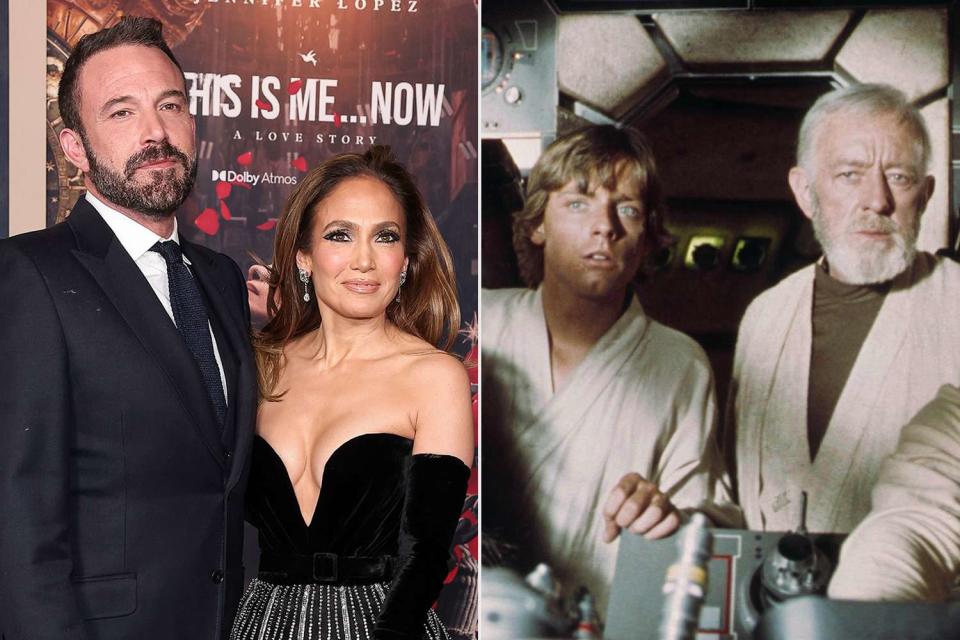 <p>John Salangsang/Shutterstock; Lucasfilm/Fox/Kobal/Shutterstock</p> Ben Affleck and Jennifer Lopez at the Los Angeles premiere of <em>This Is Me ... Now: A Love Story</em> on Feb. 13, 2024; Mark Hamill as Luke Skywalker and Alec Guinness as Obi-Wan "Ben" Kenobi in <em>Star Wars: Episode IV – A New Hope</em> (1977)