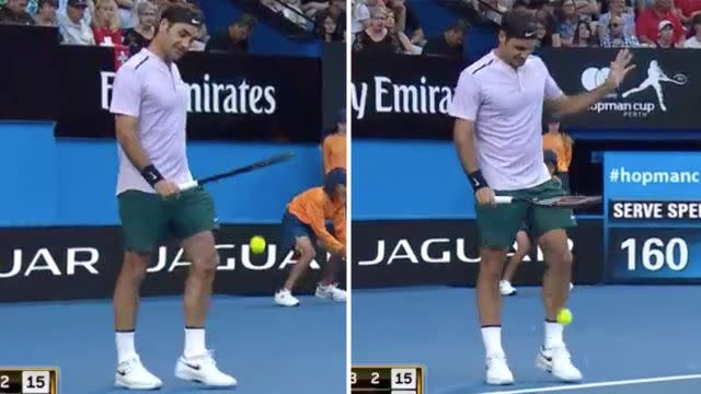 Federer reacted brilliantly. Image: Channel 7