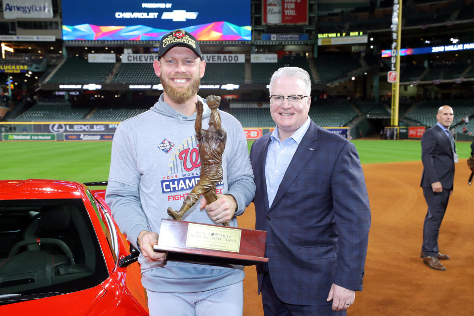 曾幫助華盛頓國民在2019年奪得冠軍的球星Stephen Strasburg，宣告本季將高掛球鞋。（MLB Photo by Alex Trautwig/MLB Photos via Getty Images）