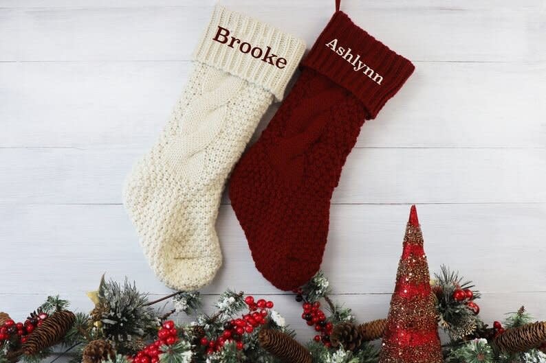 Monogrammed Cable Knit Stockings