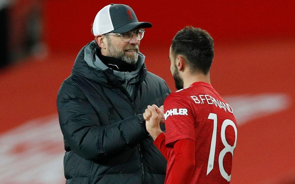 Jürgen Klopp and Bruno Fernandes — 'We wanted it too much' — Jurgen Klopp says desperation to win may have cost them - REUTERS