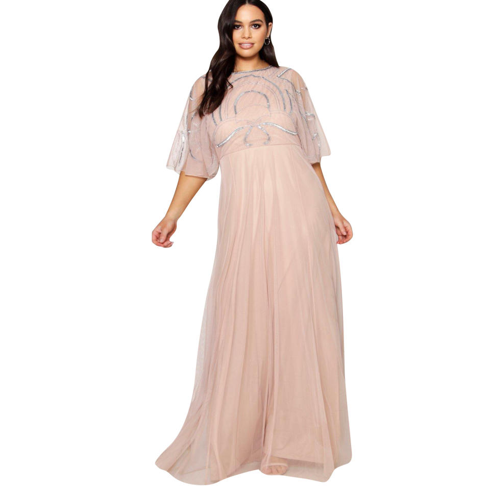 Caitlyn Embellished Angel Sleeve Maxi Dress