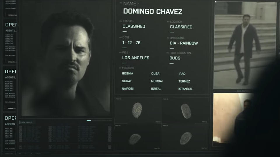 Domingo Chavez's CIA file from Tom Clancy's Jack Ryan.