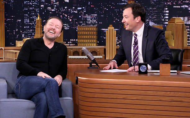 Ricky Gervais has aging pendulums and cucumbers on the brain