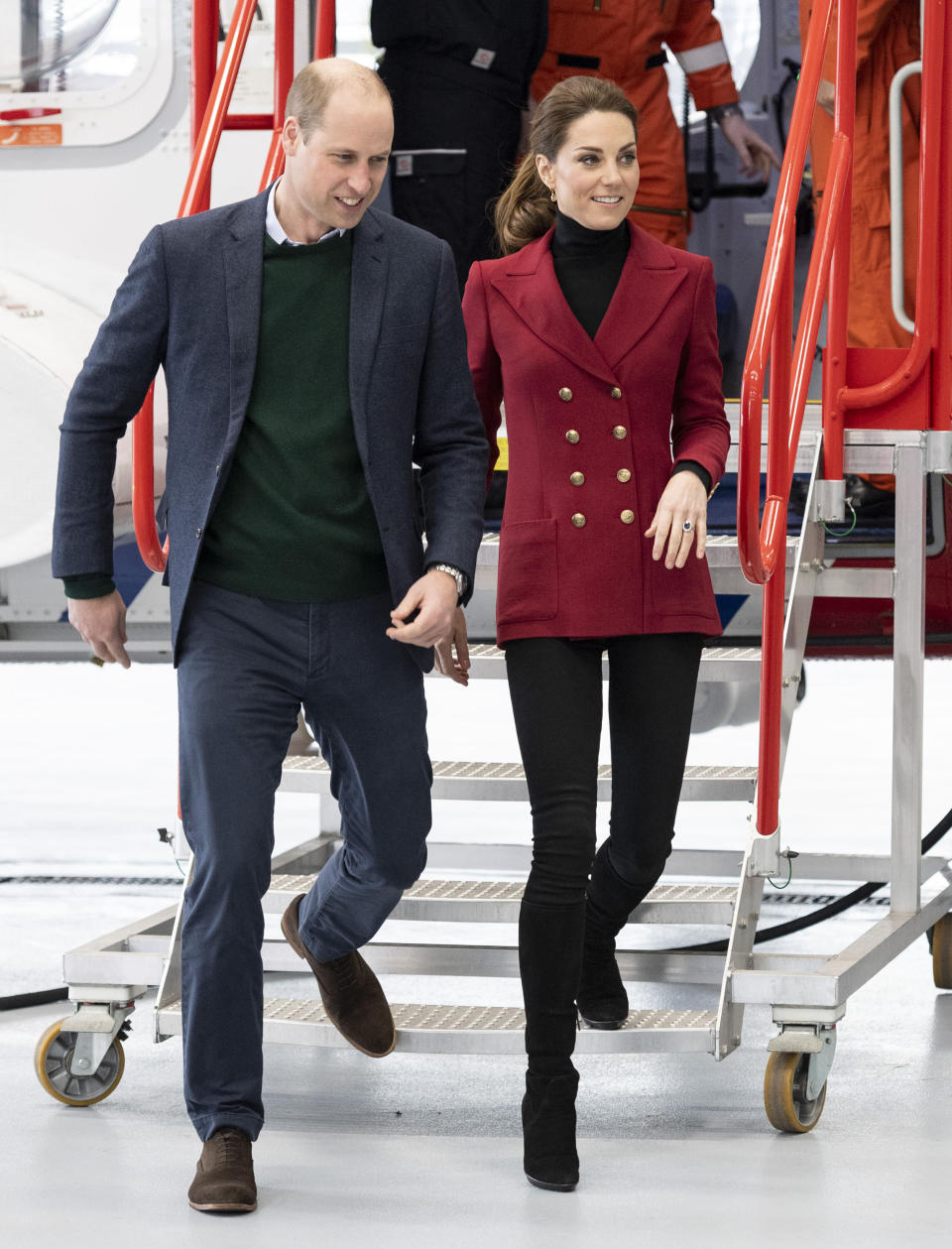 The duke and duchess visit the Caernarfon Coastguard Search and Rescue Helicopter Base during their visit to North Wales on May 8.