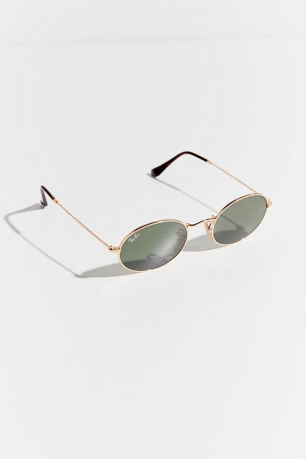 Ray-Ban Oval Flat Lens Gold Sunglasses