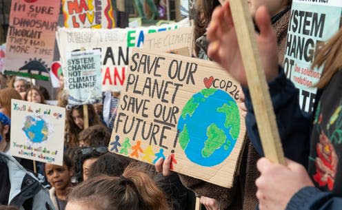 <span class="caption">What effect does youth climate activism have on negotiations such as COP26 in Glasgow?</span> <span class="attribution"><span class="source">John Gomez via Shutterstock</span></span>