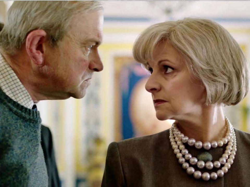 Gillian Bevan as the new character of Theresa May in 'The Windsors' with Enfield as Prince Charles