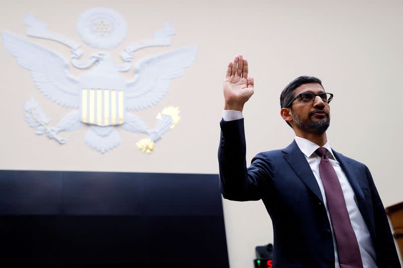 FILE PHOTO: Google CEO Pichai testifies at House Judiciary Committee hearing on Capitol Hill in Washington