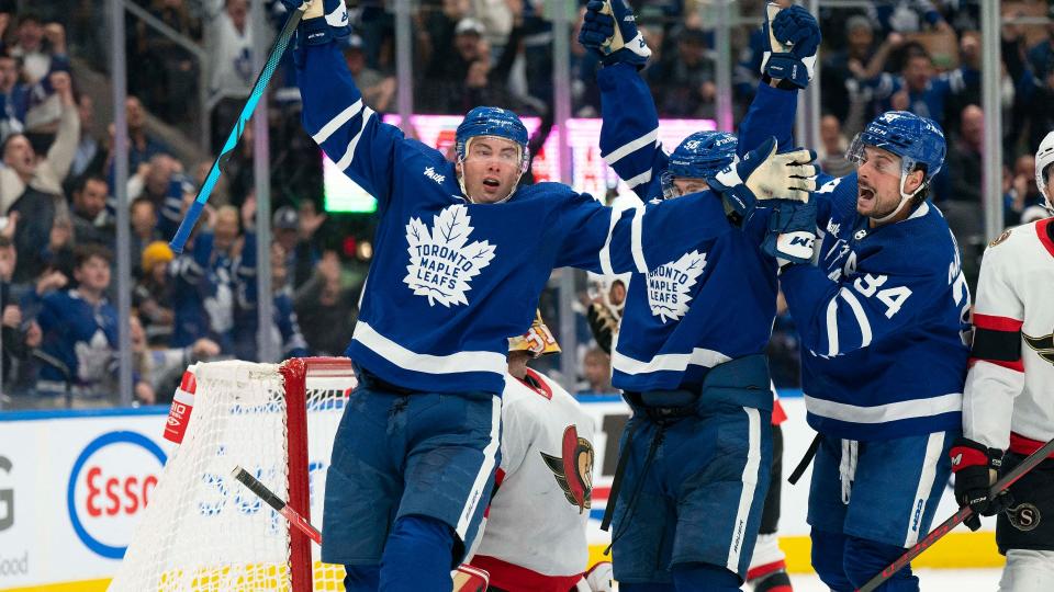 Justin Holl potted in the late winner to lift the Toronto Maple Leafs over the Ottawa Senators at Scotiabank Arena on Saturday. (Reuters)
