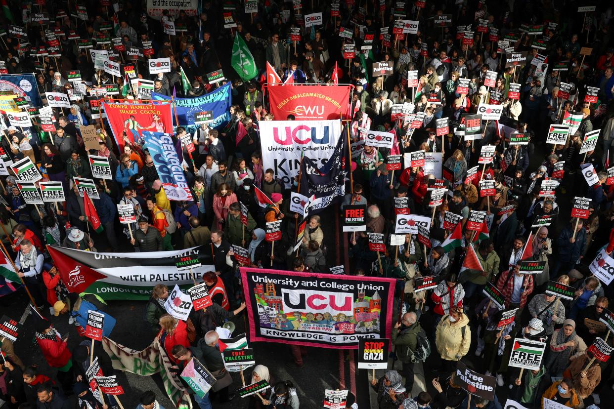 The protest is calling for a ceasefire in solidarity with Palestinians in Gaza (REUTERS)