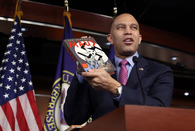 At a press conference last year, House Democratic Leader Hakeem Jeffries spoke out against the Parents Bill of Rights Act and the banning and censorship of books in schools. He held up a copy of author Art Spiegelman's banned children's book, 