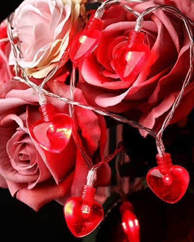 Luditek 14.5ft 40LED Valentines Day Decorations String Lights, Heart Shape Hanging Garland Valentines Day Decor for Indoor Outdoor Home Room Party Wedding