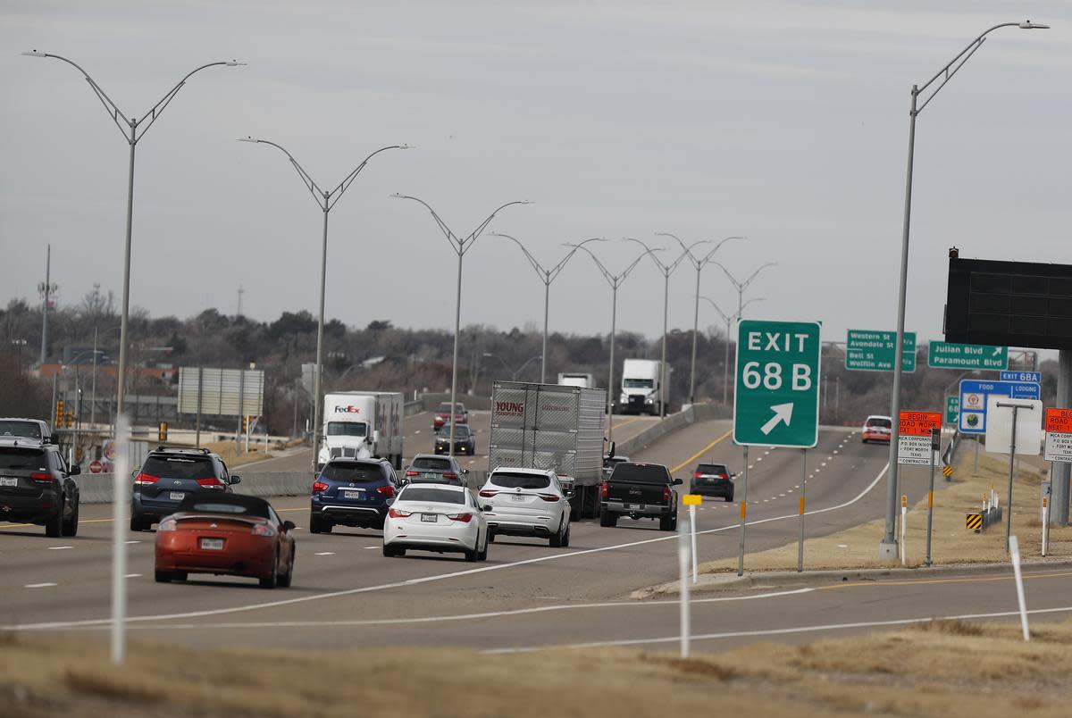 Motorists travel west on I-40 in Amarillo, a route traveled by many to seek abortion health care while headed out of Texas. Members of both sides of the abortion controversy attended an Amarillo City Council meeting in the Amarillo Civic Center, Tuesday, Dec. 19, 2023.