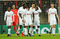 Soccer Football - Champions League - Tottenham Hotspur vs Apoel Nicosia - Wembley Stadium, London, Britain - December 6, 2017 Tottenham's Georges-Kevin Nkoudou celebrates scoring their third goal with team mates Action Images via Reuters/Andrew Boyers