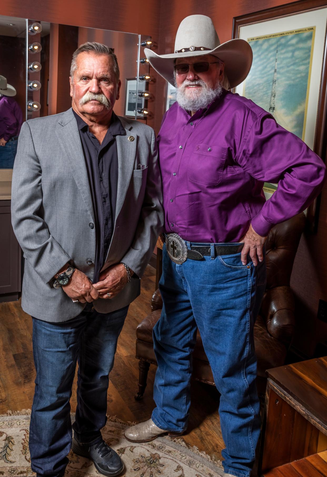 David Corlew and Charlie Daniels are photographed backstage at the Grand Ole Opry House Tuesday, October 15, 2019.