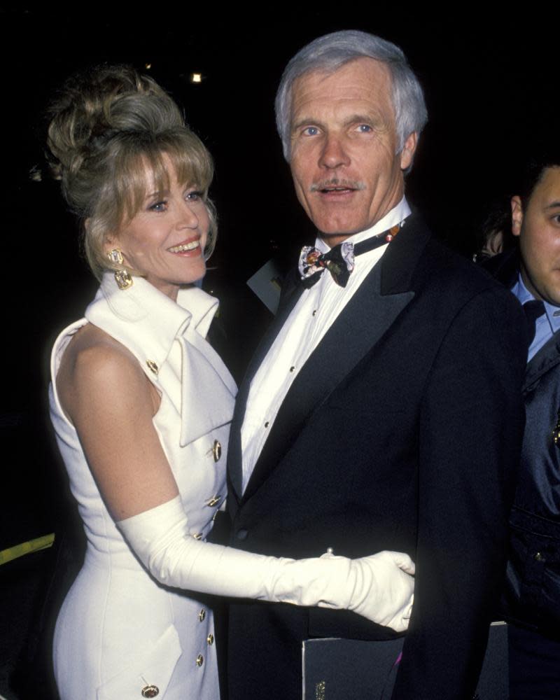 With her third husband, Ted Turner, at the Oscars, 1993.