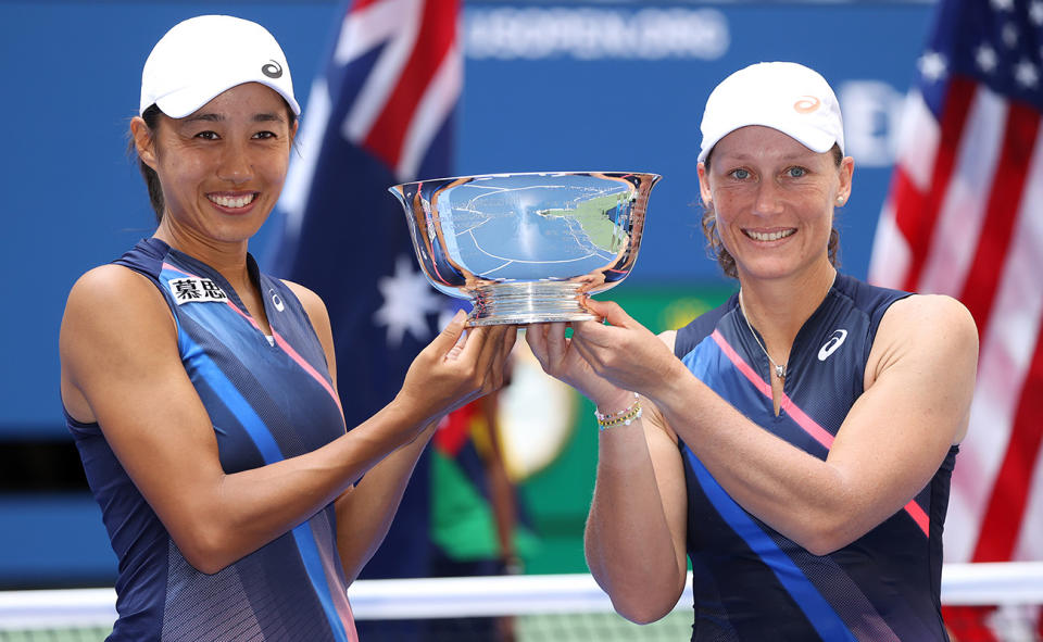 Zhang Shuai and Sam Stosur in 2021.