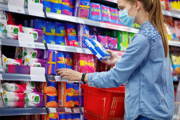 The feminine care aisle at the grocery store