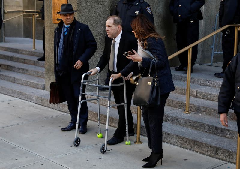 Film producer Harvey Weinstein exits at New York Criminal Court for his sexual assault trial in New York
