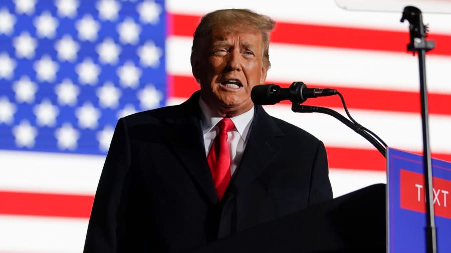 Former President Trump speaks at a campaign rally in support of the campaign of Ohio Senate candidate JD Vance