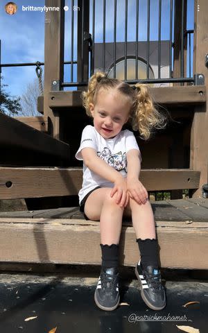 <p>Instagram/brittanylynne</p> Sterling Mahomes on the playground.