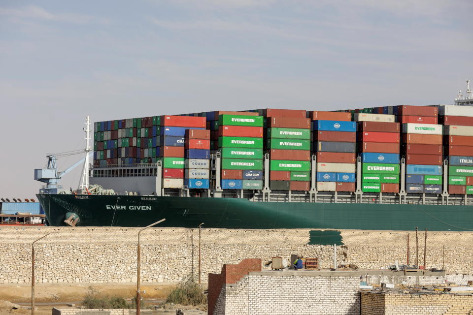 Ship Ever Given, one of the world's largest container ships, is seen after it was fully floated in Suez Canal, Egypt March 29, 2021. REUTERS/Mohamed Abd El Ghany