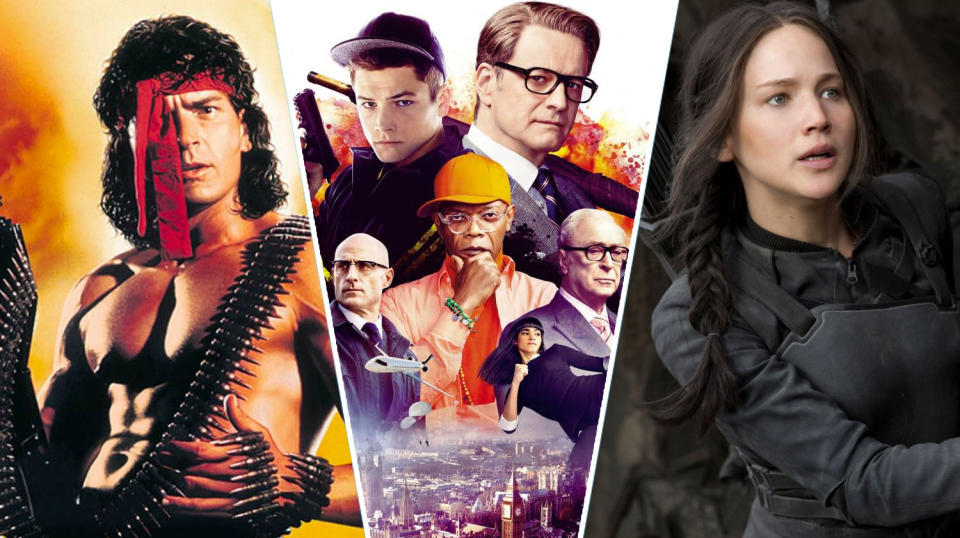 Hot Shots! Part Deux, Kingsman: The Secret Service, The Hunger Games: Mockingjay Part 1.