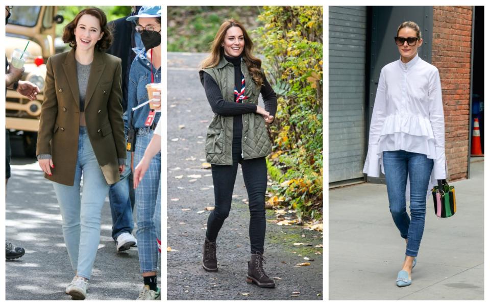 Jeans in common: Rachel Brosnahan, Duchess of Cambridge and Olivia Palermo - Getty Images