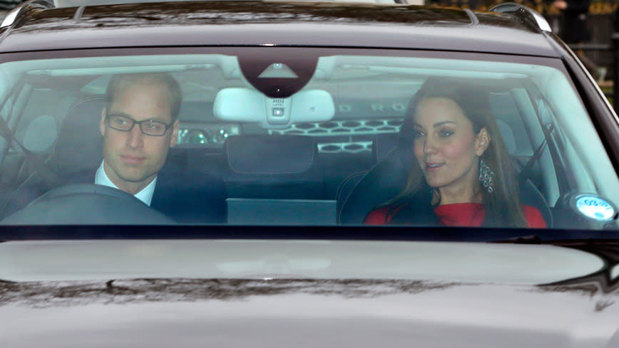 Kate Middleton and Prince William driving, December 17, 2014.