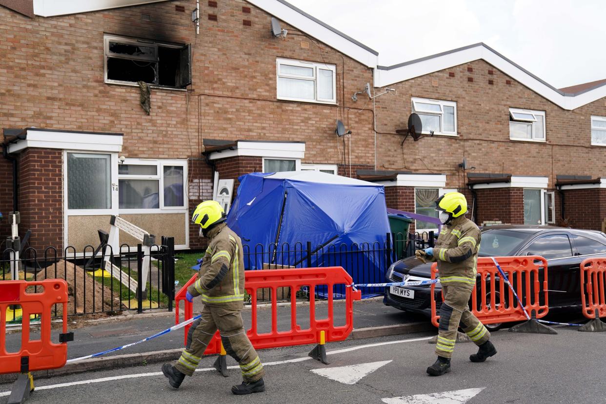 Firefighters at a property on Tame Road in Tipton (Jacob King/PA) (PA Wire)